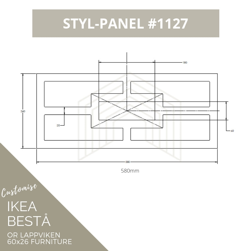Styl-Panel #1127 to suit Ikea Besta 60x26 furniture - Lux Hax