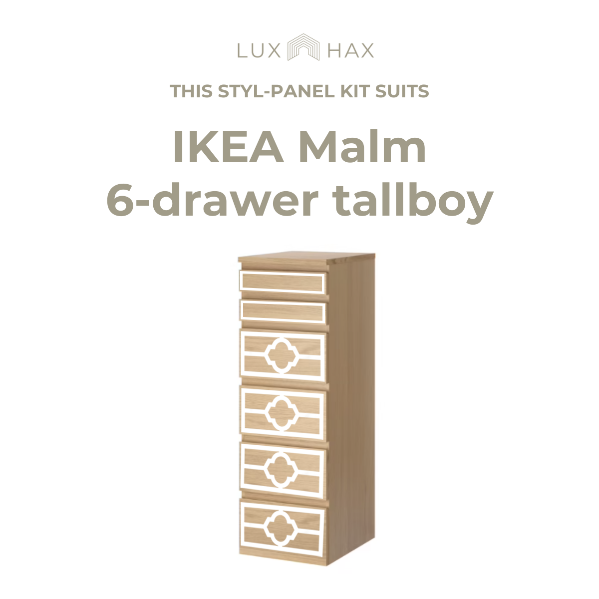 Panel #1118 to suit IKEA Malm 3 or 4 or 6-drawer chests