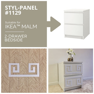 Styl-Panel Kit: #1129 to suit IKEA Malm 2-drawer bedside table - Lux Hax