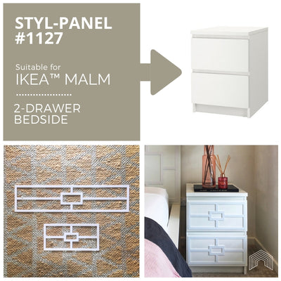Styl-Panel Kit: #1127 to suit IKEA Malm 2-drawer bedside table - Lux Hax