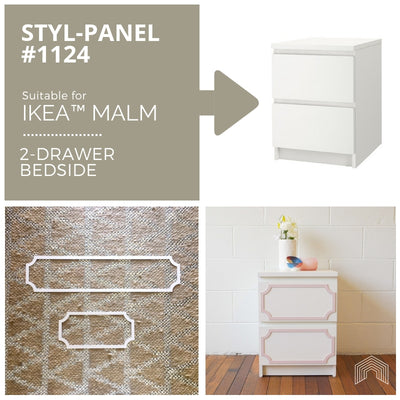 Styl-Panel Kit: #1124 to suit IKEA Malm 2-drawer bedside table - Lux Hax