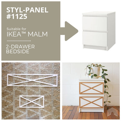Styl-Panel Kit: #1125 to suit IKEA Malm 2-drawer bedside table - Lux Hax