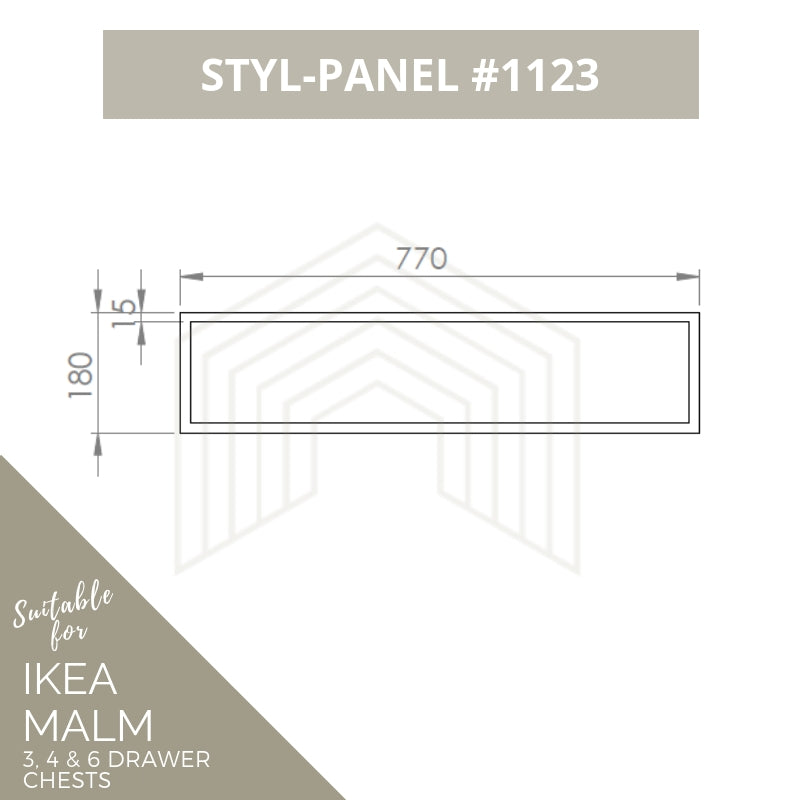 Styl-Panel Kit: #1123 to suit IKEA Malm 3 or 4 or 6 drawer chest - Lux Hax