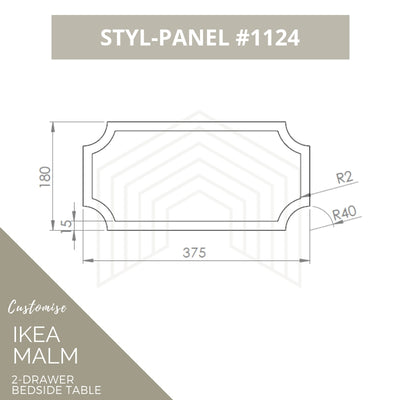 Styl-Panel Kit: #1124 to suit IKEA Malm 2-drawer bedside table - Lux Hax