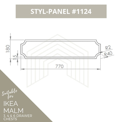 Styl-Panel Kit: #1124 to suit IKEA Malm 3 or 4 or 6 drawer chest - Lux Hax
