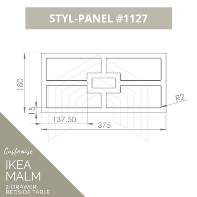 Styl-Panel Kit: #1127 to suit IKEA Malm 2-drawer bedside table - Lux Hax