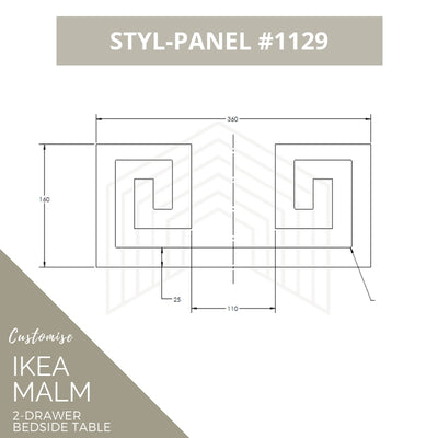 Styl-Panel Kit: #1129 to suit IKEA Malm 2-drawer bedside table - Lux Hax