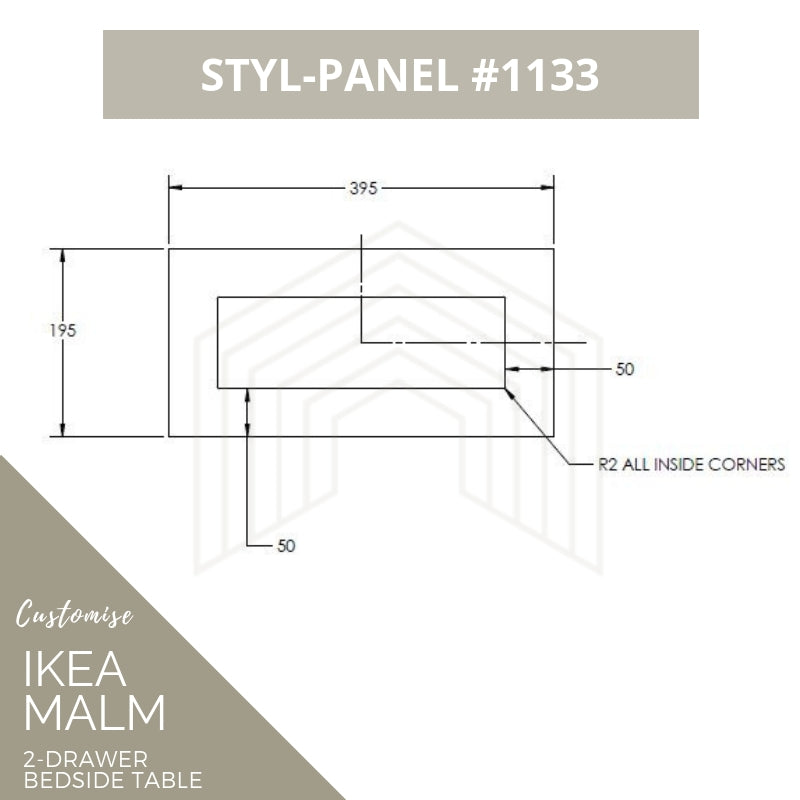 Styl-Panel Kit: #1133 to suit IKEA Malm 2-drawer bedside table - Lux Hax