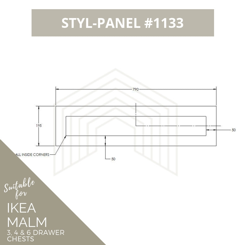 Styl-Panel Kit: #1133 to suit IKEA Malm 3 or 4 or 6-drawer chest - Lux Hax