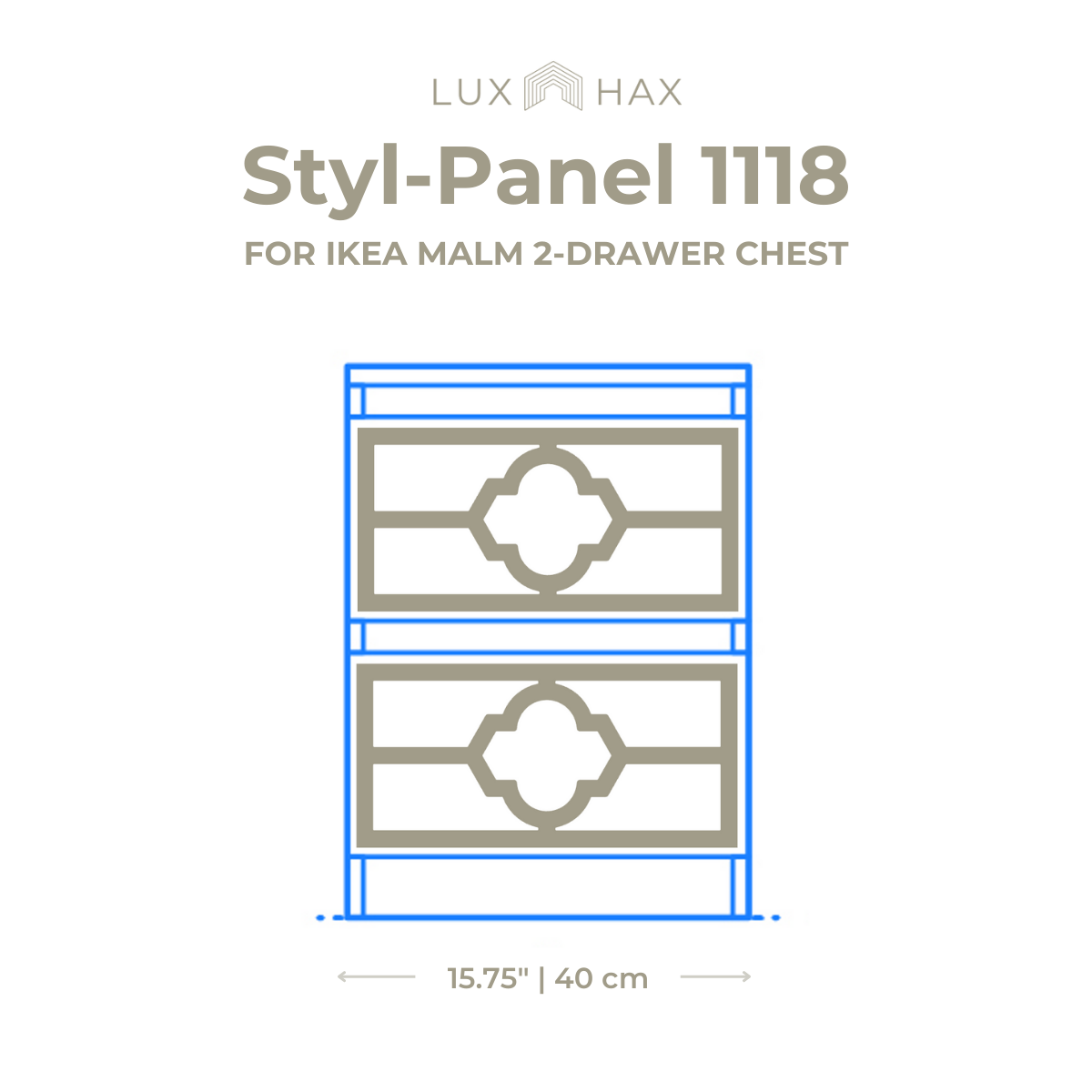 Styl-Panel Kit: #1118 to suit IKEA Malm 2-drawer bedside table - Lux Hax