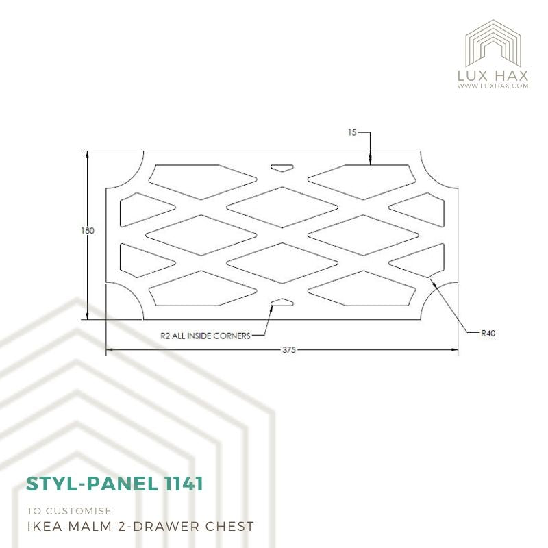 Styl-Panel Kit: #1141 to Suit IKEA Malm 2-Drawer Bedside Table or Tallboy - Lux Hax