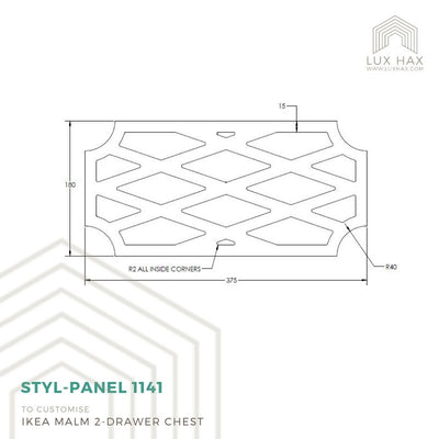 Styl-Panel Kit: #1141 to Suit IKEA Malm 2-Drawer Bedside Table or Tallboy - Lux Hax