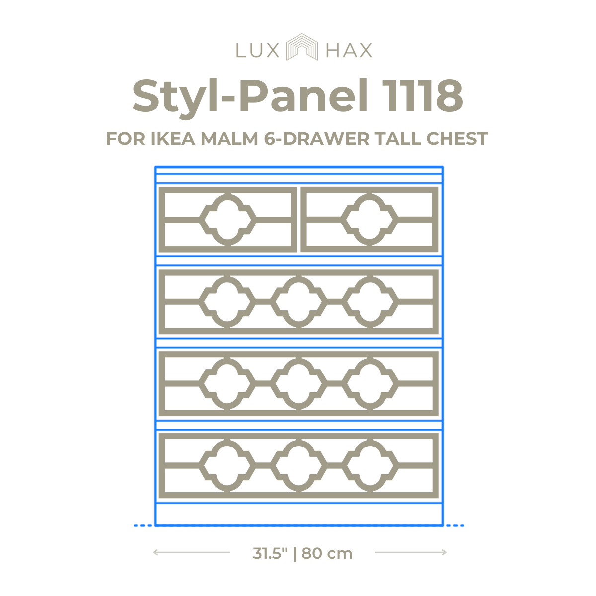 Styl-Panel Kit: #1118 to suit IKEA Malm 3 or 4 or 6-drawer chests - Lux Hax