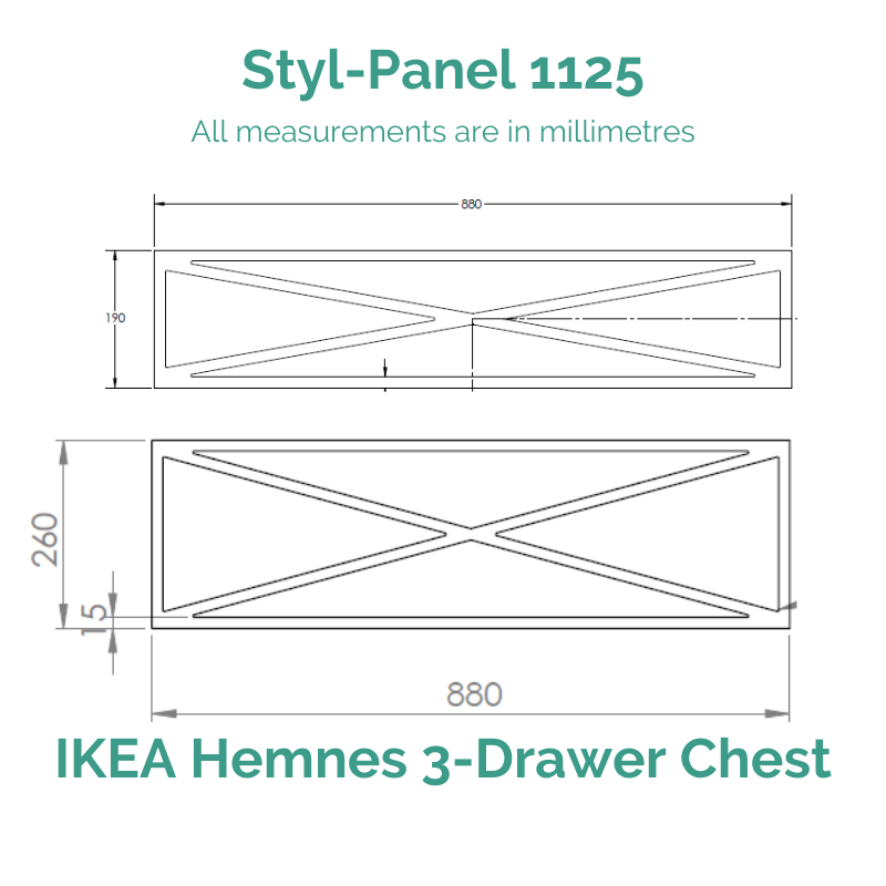 Styl-Panel Kit: #1125 to suit IKEA Hemnes 3-drawer dresser - Lux Hax