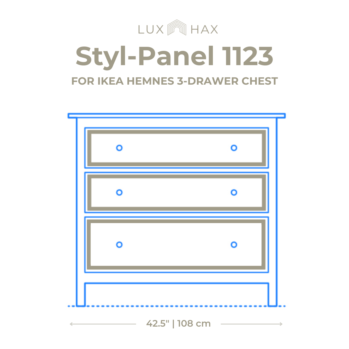 Styl-Panel Kit: #1123 to suit IKEA Hemnes 3-drawer dresser - Lux Hax