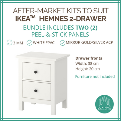 Styl-Panel Kit: #1121 to suit IKEA Hemnes 2-drawer bedside table - Lux Hax