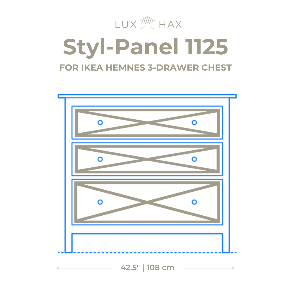 Styl-Panel Kit: #1125 to suit IKEA Hemnes 3-drawer dresser - Lux Hax