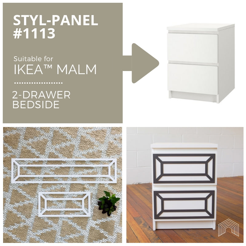 Styl-Panel Kit: #1113 to suit IKEA Malm 2-drawer bedside table - Lux Hax