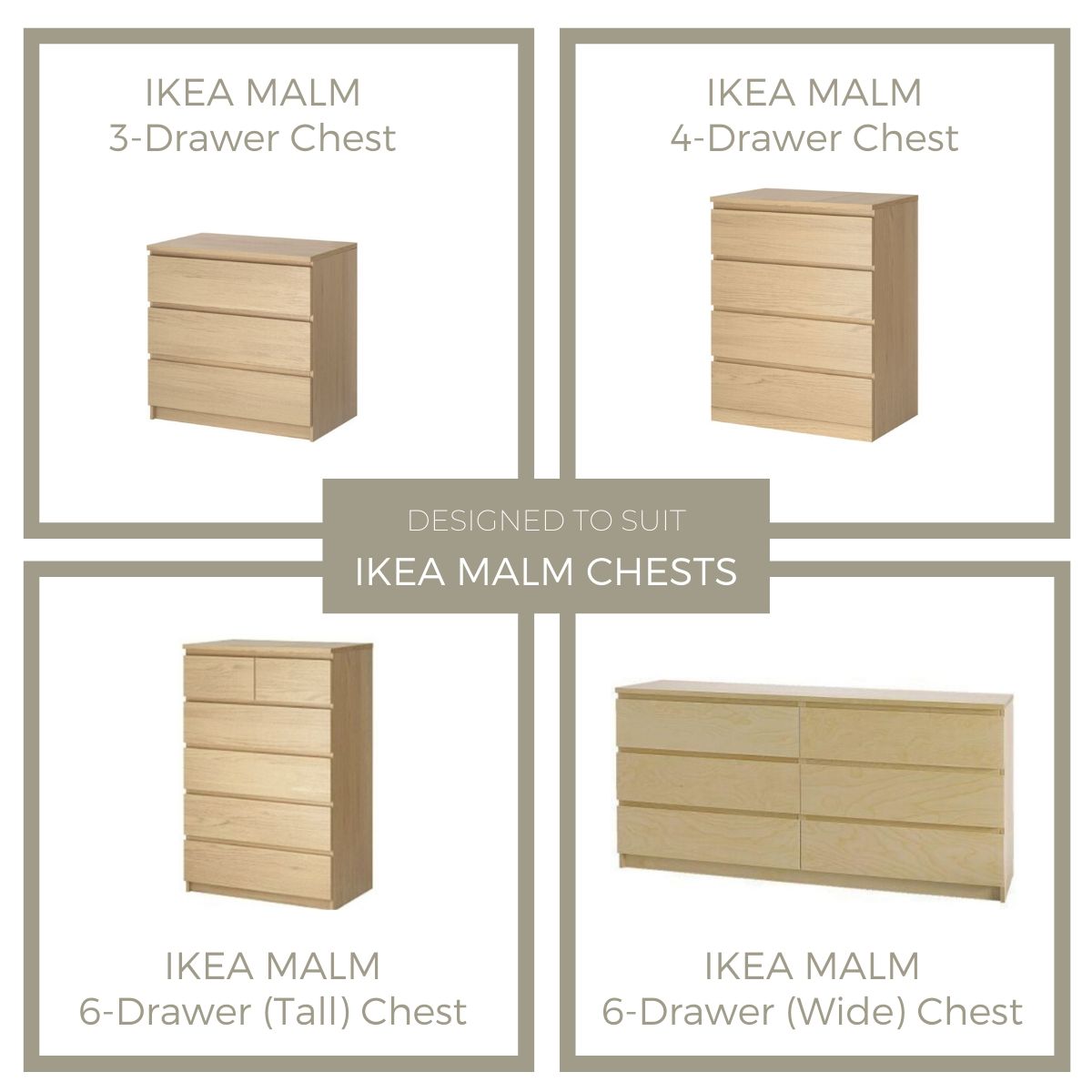 Styl-Panel Kit: #1134 to suit IKEA Malm 3 or 4 or 6-drawer chest - Lux Hax