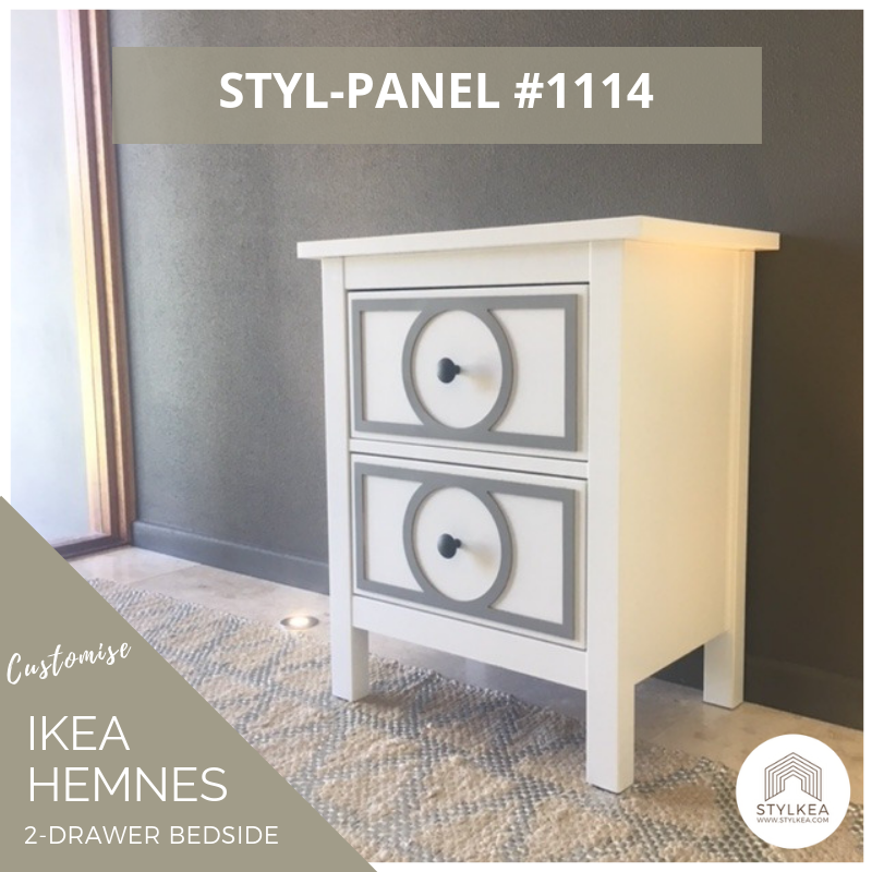 Styl-Panel Kit: #1114 to suit IKEA Hemnes 2-drawer bedside table - Lux Hax