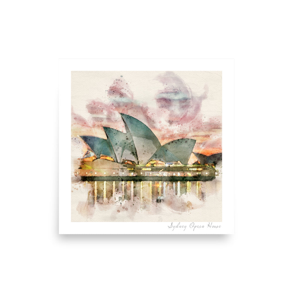 Sydney Opera House  |  Sydney  |  New South Wales Watercolour Matte Print